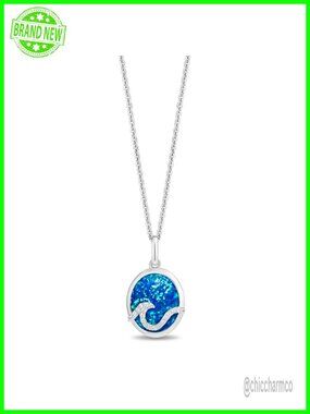 Disney Moana Pendant Necklace Sterling Silver Blue Topaz Diamond